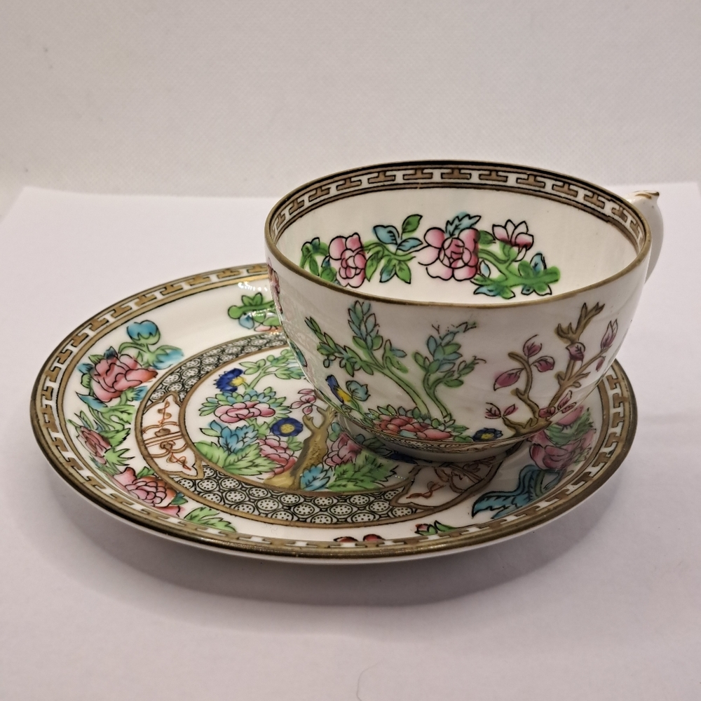 Antique Coalport "Indian tree" demitasse snack set.